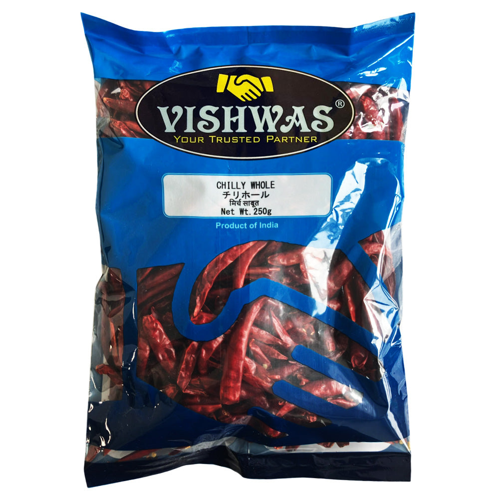 チリホール（乾燥赤唐辛子） CHILLY WHOLE 無添加 50g/250g - Vishwas