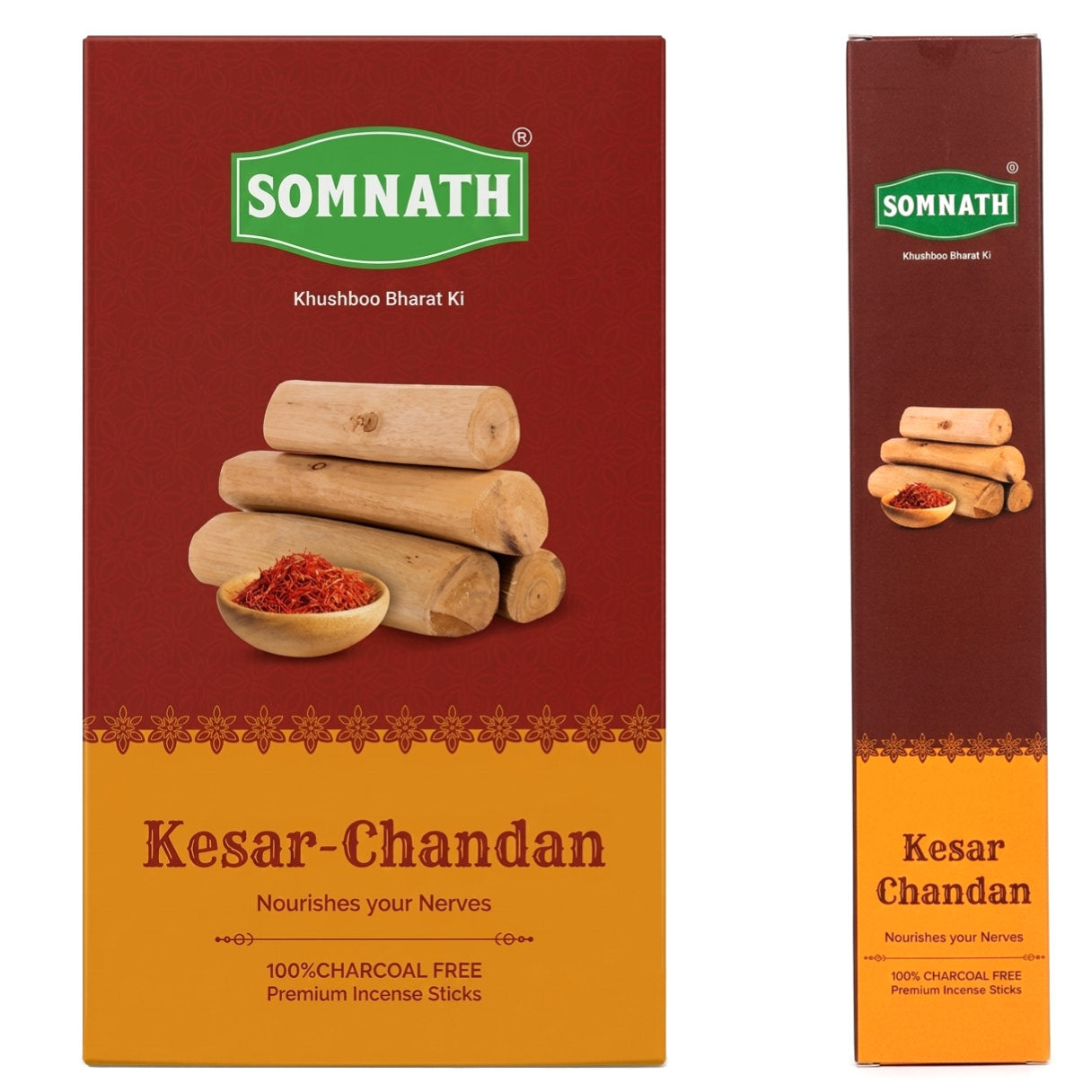 お香 インセンス ケサール・チャンダン( サフラン　白檀 / サンダルウッド )  12箱セット SOMNATH INCENSE Kesar Chandan Set of 12
